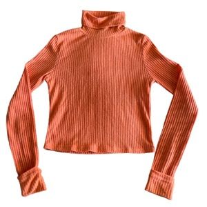 SHEIN Rolled Neck Rib-knit Tee